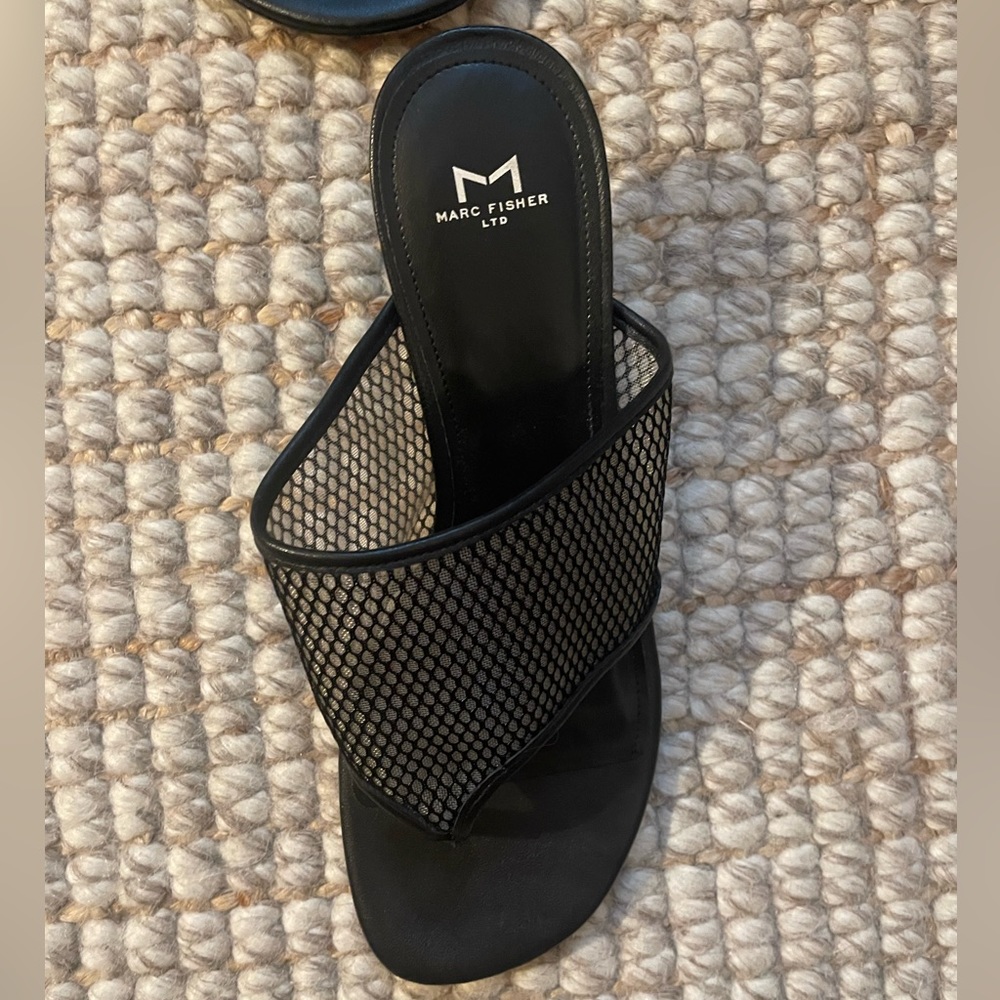 MARC FISHER Black Kitten Heel Sandals